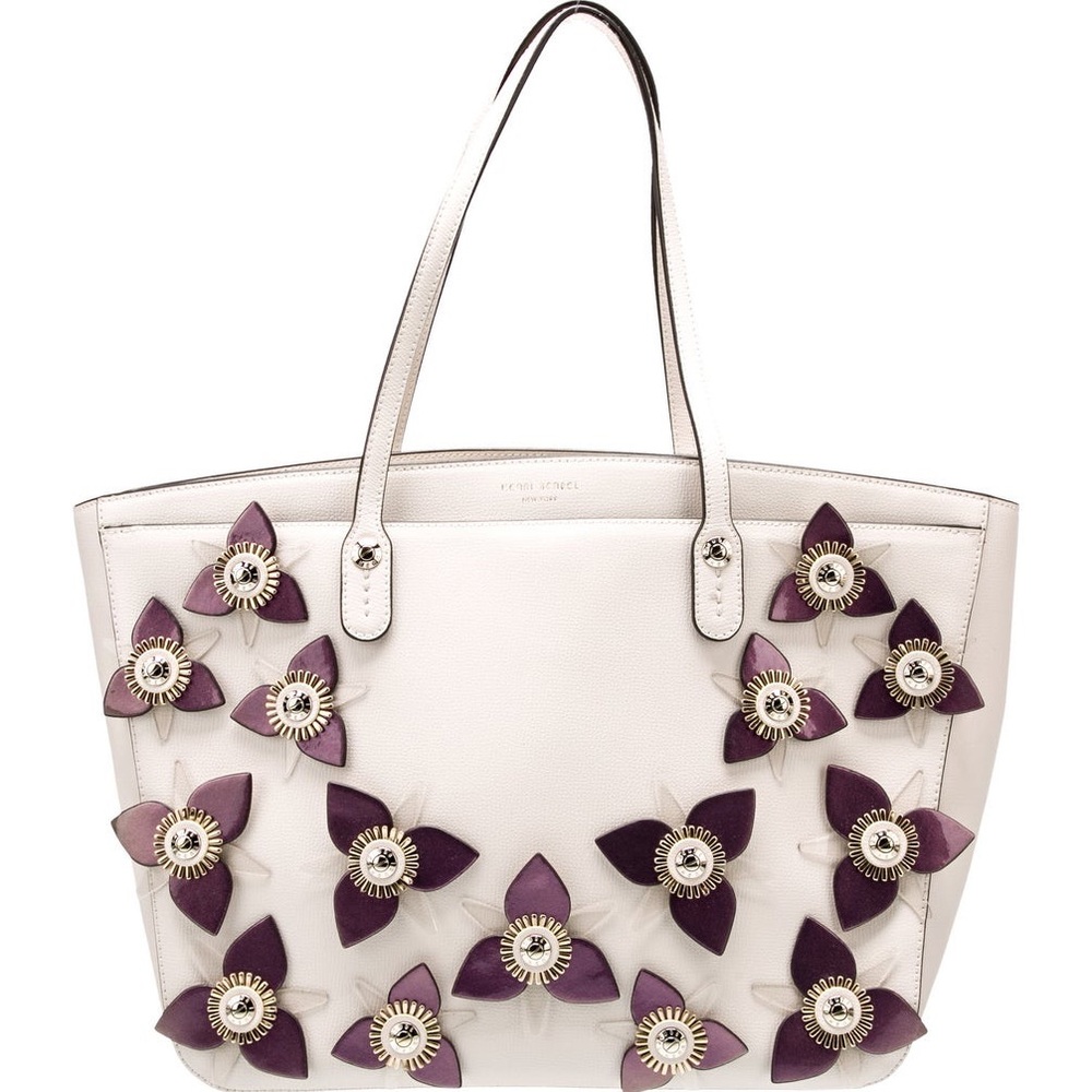 Henri Bendel Extra Large Cream West 57th 3D Floral Applique Tote NWT